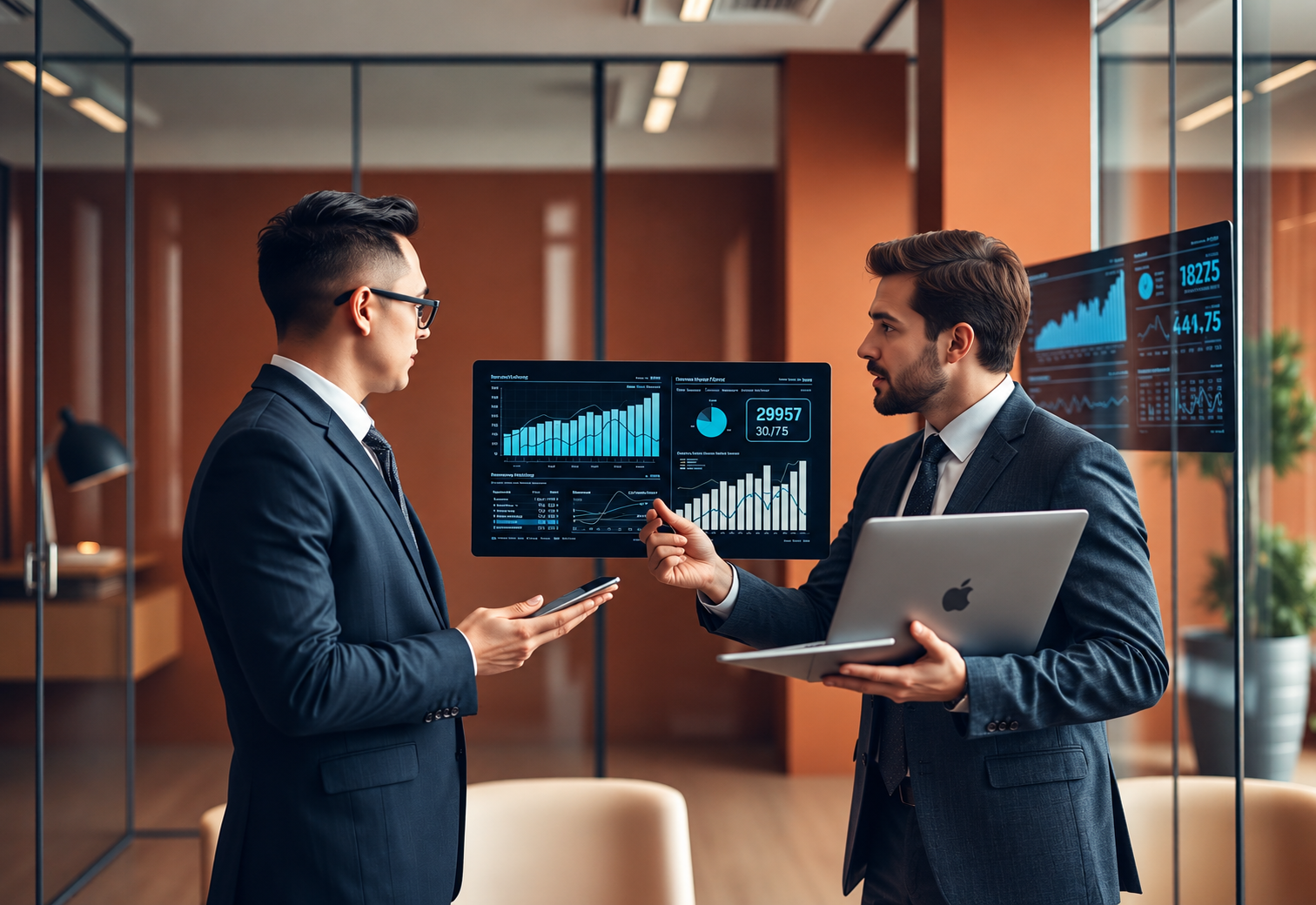 Consultores analisando indicadores financeiros